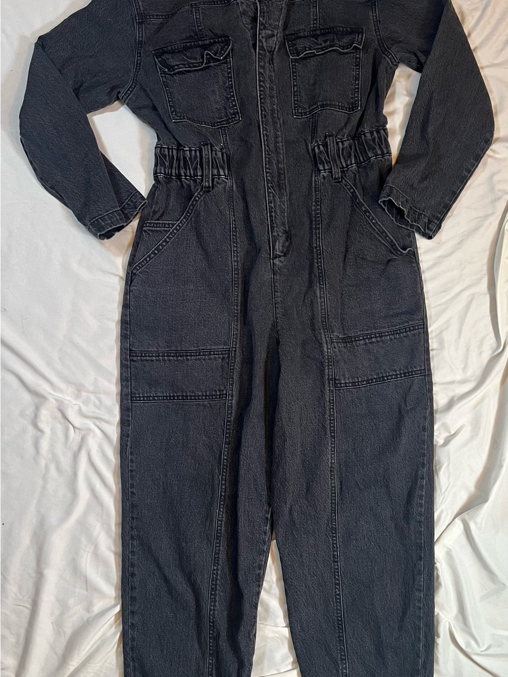 Universal Threads Womens Black Denim One-Piece Jumpsuit - Elastic Waist